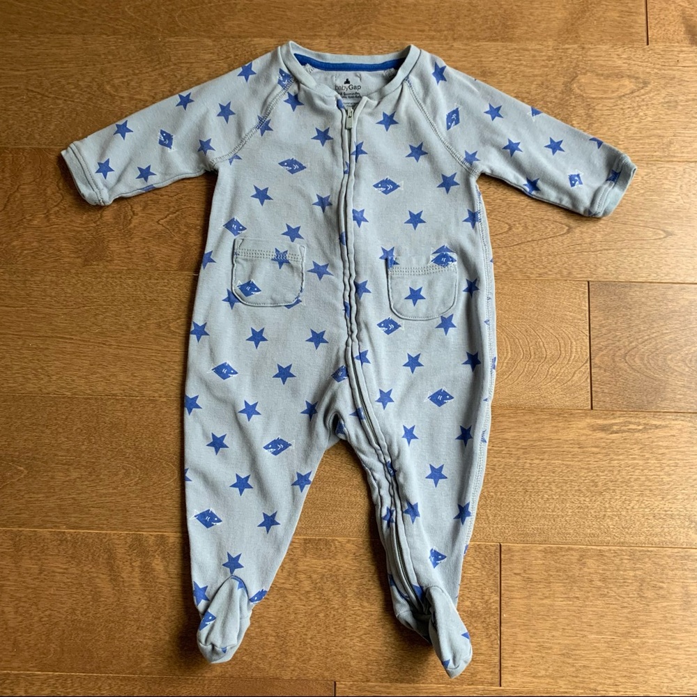 GAP Light Blue Footed One-Piece with Blue Stars